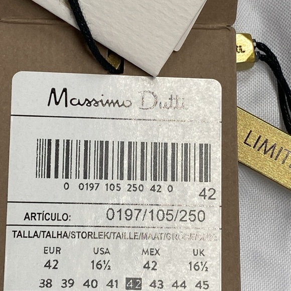 NWT. Massimo Dutti White Slim Fit Cotton Twill Shirt. Size 16,5. - Picture 13 of 14